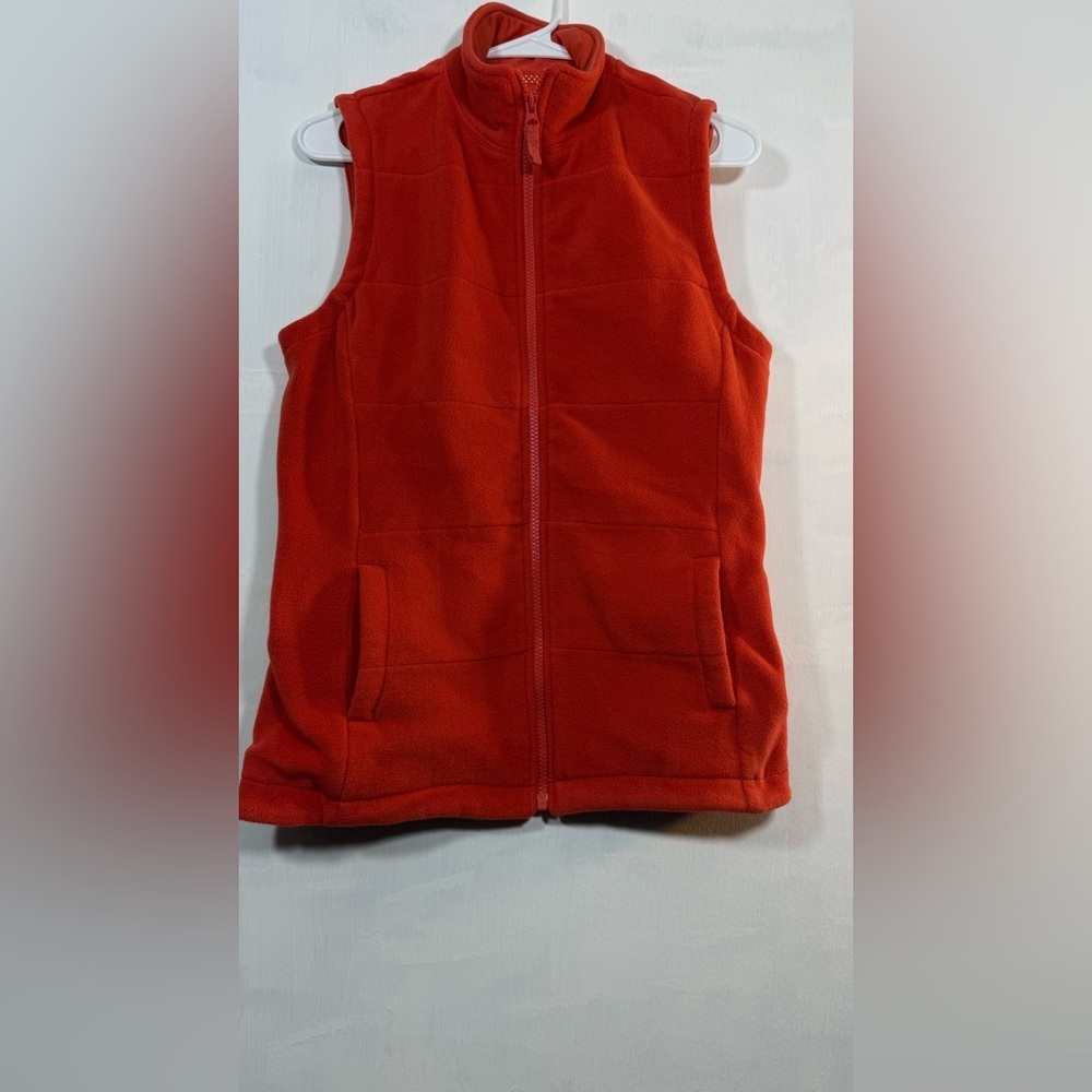 Women’s Lands' End Size Small Orange Fleece Vest - Picture 2 of 12